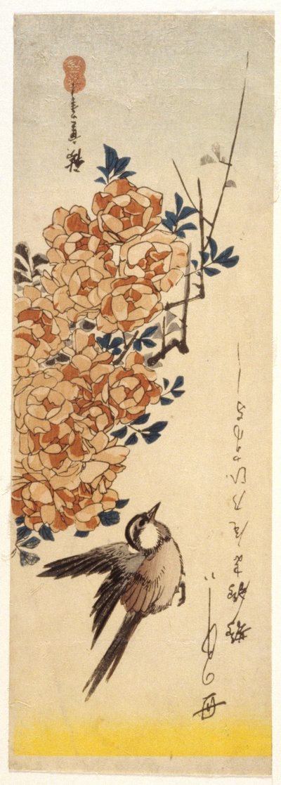 Bergeronnette et roses - Ando or Utagawa Hiroshige
