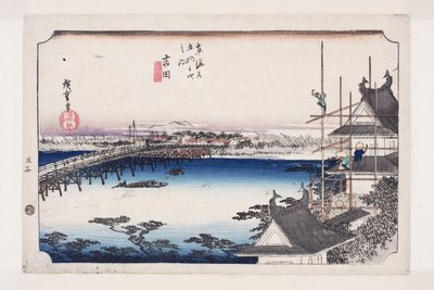 Pont de la rivière Toyokawa à Yoshida - Ando or Utagawa Hiroshige