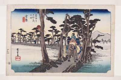 Yoshiwara : Mont Fuji à gauche (Yoshiwara, hidari Fuji) - Ando or Utagawa Hiroshige