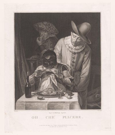 Homme masqué avec Pierrot et homme avec chapeau - André Joseph Mécou