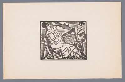 Femme sur une chaise et marin avec accordéon - André Lhote