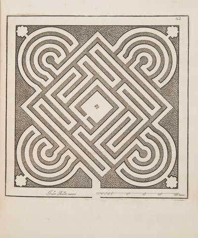 Conception de parterre, du Théâtre des Plans et Jardinages, pub.1652 (gravure) - André Mollet