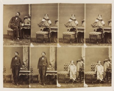 Portraits assis 41494 : Docteur Magnan et son fils et sa fille, c.1861 (tirage albuminé (8 cartes de visite non découpées)) - Andre Adolphe Eugene Disderi