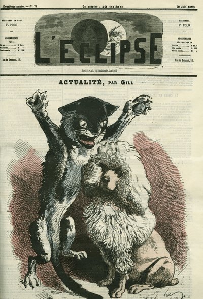 Actualité, illustration pour une exposition « Le chien et le chat » à Paris - Andre Gill