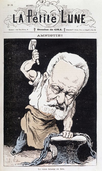 Amnistie ! : Le Vieux Briseur de Fer (Caricature de Victor Hugo) - par Gill, dans "La Petite Lune" - Andre Gill