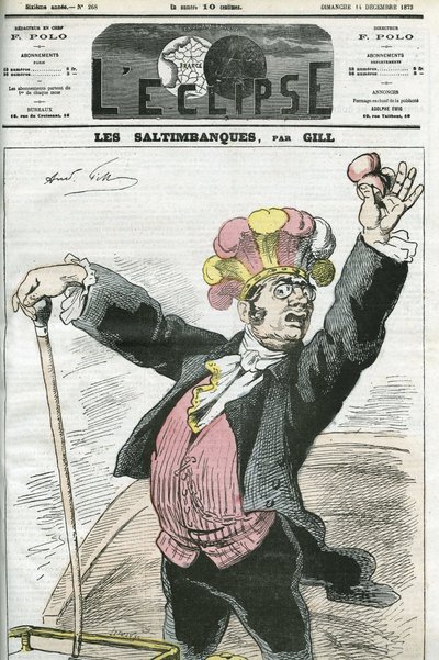 Caricature Les Saltimbanques, rip! Ne vous battez pas!, série sur les charlatans. Couverture dans L