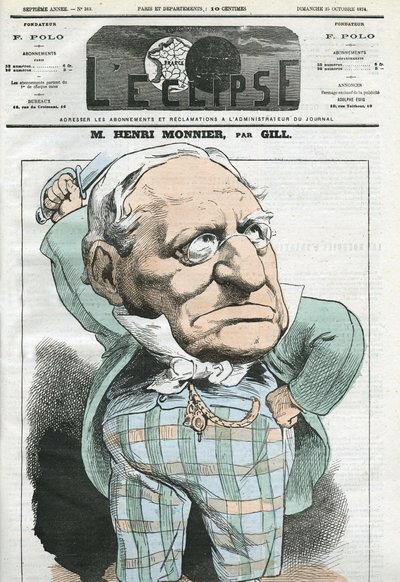 Caricature par Henri Monnier (1799-1877), dramaturge, caricaturiste et acteur français. Couverture de "L