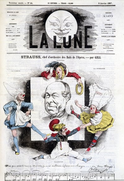 Caricature de Johann Strauss Jr. (1825-1899) dans « La Lune », 6 janvier - Andre Gill
