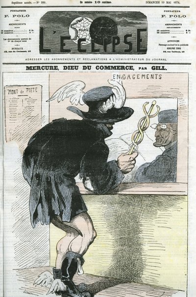 Caricature de Mercure, Dieu du Commerce. Couverture de L