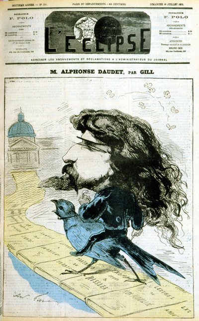 Caricature sur Alphonse Daudet et l