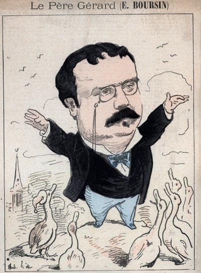 Elphège Boursin, journaliste, essayiste politique, homme de lettres et historien - caricature par André Gill dans « Les Hommes d
