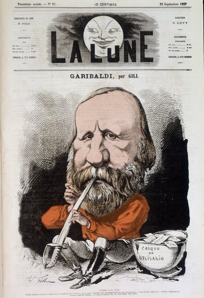 Giuseppe Garibaldi (1807-1882), hymne à la paix - par Gill, dans « La Lune » du 22/09/1867 - Andre Gill