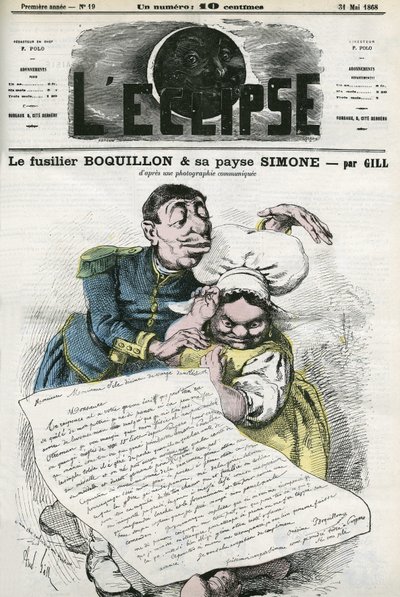 Illustration de « Le fusilier Boquillon et sa paysanne Simone ». Couverture dans « L