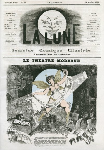 Le Théâtre Moderne à Paris. Caricature de Gill, dans "La Lune", 28 octobre - Andre Gill