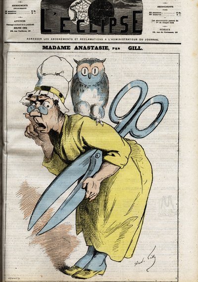 Madame Anastasie avec les ciseaux de la censure - Andre Gill