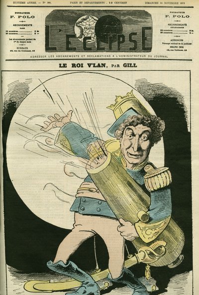 Portrait de Christian (1821-1889), chanteur français, dans le rôle du Roi Vlan dans la pièce « Le voyage dans la lune » de Jacques Offenbach. Couverture dans « L