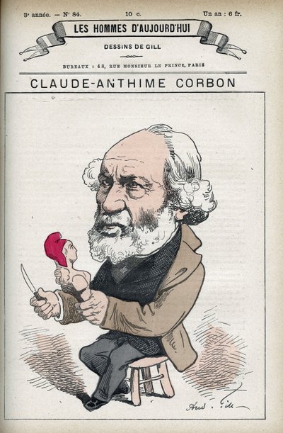 Portrait de Claude Anthime Corbon (1808-1891), sénateur français. Caricature par Gill dans « Les Hommes d