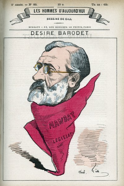 Portrait de Désiré Barodet, enseignant et homme politique français, sénateur de la Seine de 1896 à 1900. Caricature par Gill, Paris - Andre Gill