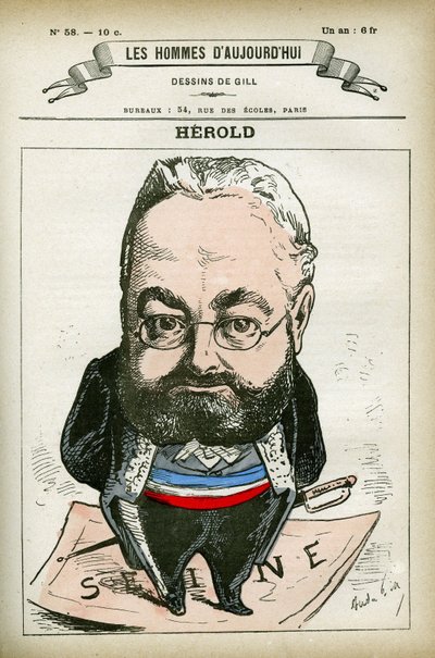 Portrait de Ferdinand Hérold (1828-1882), homme politique français. Caricature de Gill, Paris - Andre Gill