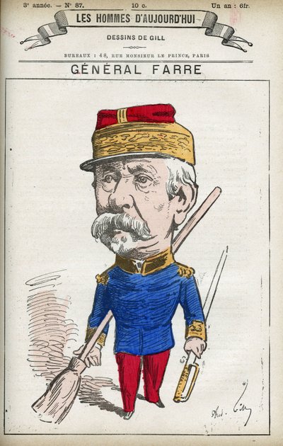 Portrait de Jean Joseph Frédéric Albert Farre, soldat français, nommé général en 1870 et ministre de la guerre. Caricature par Gill, Paris - Andre Gill