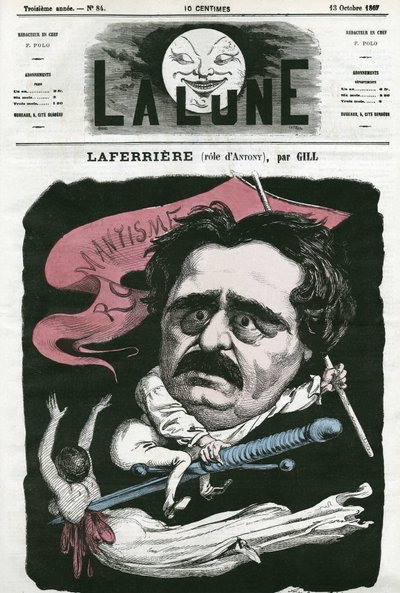 Portrait de Laferrière (1853-?), acteur français dans le rôle de « Antony ». Caricature de Gill, dans « La Lune », 13 octobre - Andre Gill
