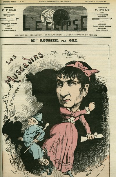 Portrait de Roselia Rousseil, chanteuse française, elle a joué à la Comédie-Française. Couverture dans « L