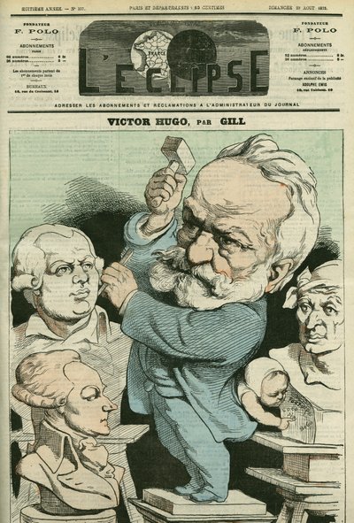 Portrait de Victor Hugo, homme de lettres et homme politique français. Couverture de L