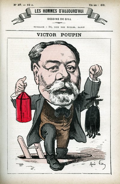 Portrait de Victor Poupin (1838-1906), homme politique français. Caricature par Gill, dans « Les Hommes d