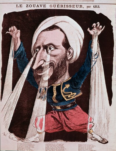 Portrait du guérisseur Jacob dit le zouave Jacob (gravure) - Andre Gill