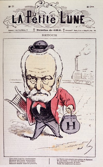 Retour (retour en France de Victor Hugo en 1870 après son exil) - par Gill, dans "La Petite Lune" - Andre Gill
