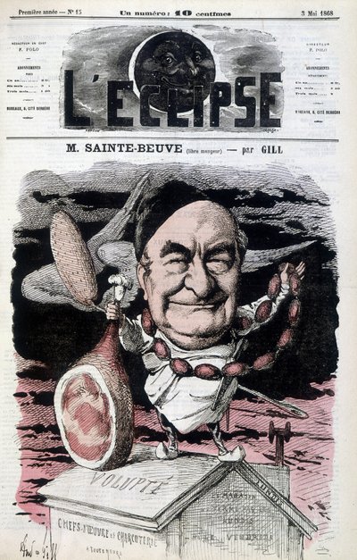 Sainte-Beuve (libre mangeur) - Caricature par Gill, dans "L
