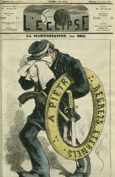 La démonstration, la fête des morts au cimetière de Montmartre, dessin d