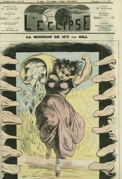 La récolte de 1872, en référence aux 5 milliards de francs que la France devait payer à la Prusse. Couverture dans « L