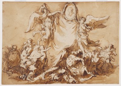 Allégorie des arts vainquant le temps, surmontée d