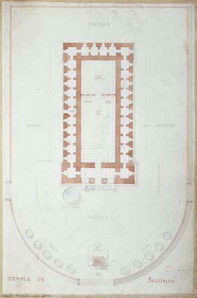 Plan du Temple de Salomon à Jérusalem, milieu du 19ème siècle - Andre Lenoir