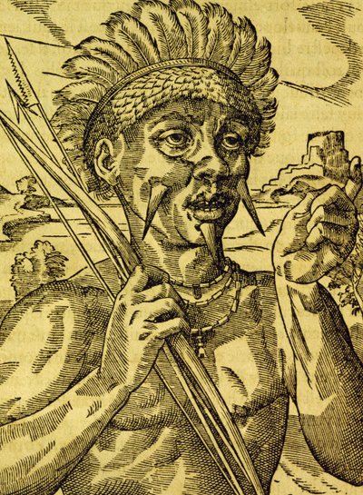 Chef de tribu de cannibales, gravure tirée de Cosmologie Universelle, par André Thevet (1504-1592), Paris - Andre Thevet