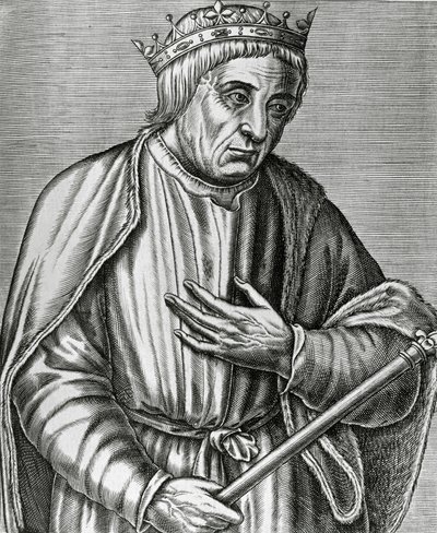 Portrait de Casimir III, roi de Pologne, connu sous le nom de Grand (1310-1370), gravure de Les Vrais pourtraits et Vies des Hommes illustres - Andre Thevet