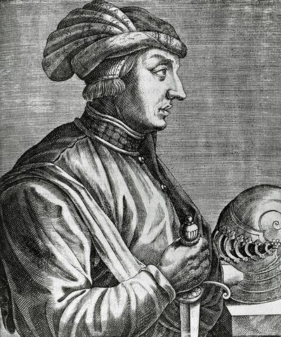 Portrait de Castruccio Castracani, Seigneur de Lucques, gravure de Les Vrais pourtraits et Vies des Hommes illustres - Andre Thevet