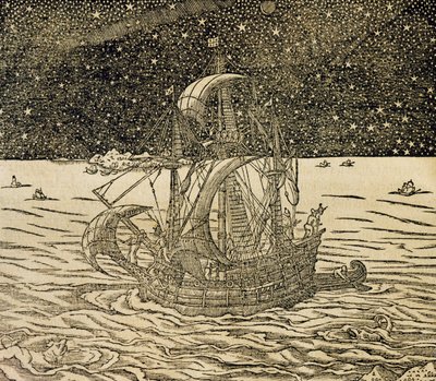 Marins suivant la route nord, gravure de Cosmologie Universelle, par André Thevet, Paris - Andre Thevet