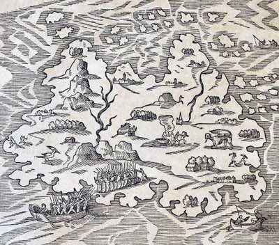 Île de la Trinité, gravure de la Cosmologie Universelle, par André Thevet (1504-1592), Paris - Andre Thevet