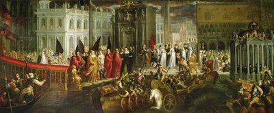Arrivée de la dogaresse Morosina Morosini Grimani au Palais des Doges, Venise, vers 1600 (huile sur toile) - Andrea Vicentino