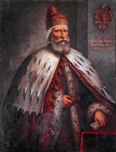 Portrait du Doge Sebastiano Venier (1496-1578), condottiere. Il a dirigé la flotte vénitienne avec Francesco Duodo lors de la bataille de Lépante en 1571. Peinture d