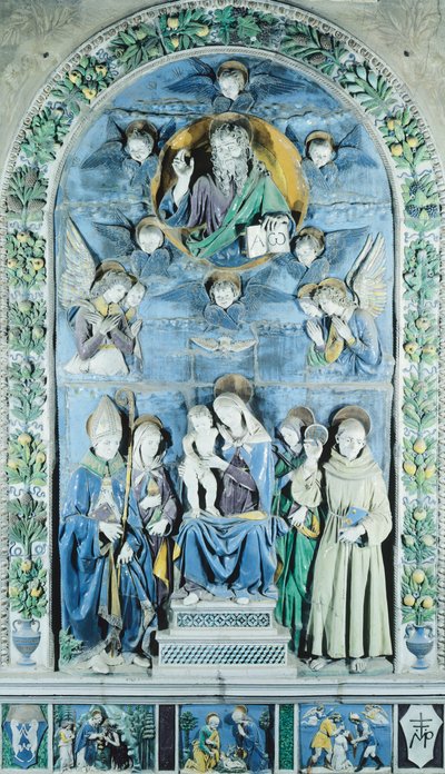 Madone et Enfant avec quatre saints, en Italie, Arezzo, Cathédrale - Andrea (workshop of) Della Robbia