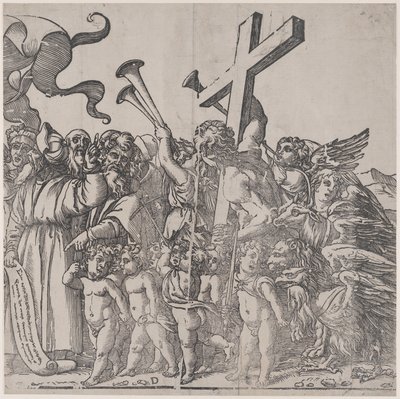 Section D : anges sonnant des trompettes, etc., du Triomphe du Christ, 1836 - Andrea Andreani