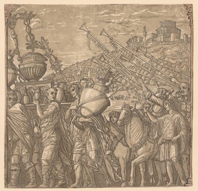 Le Triomphe de Jules César : Soldats portant des vases - Andrea Andreani