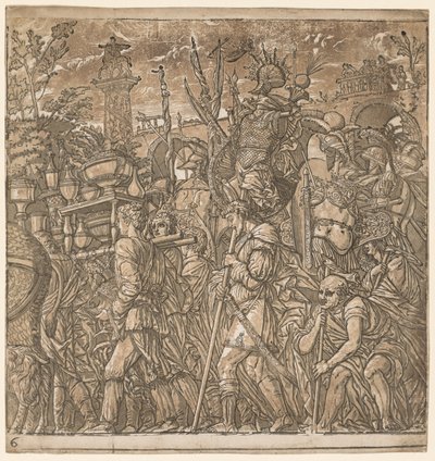 Le Triomphe de Jules César : Soldats portant des vases et des trophées de guerre, 1593-1599 - Andrea Andreani