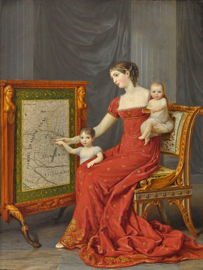 Princesse Augusta de Bavière avec ses enfants Joséphine et Eugénie - Andrea Appiani