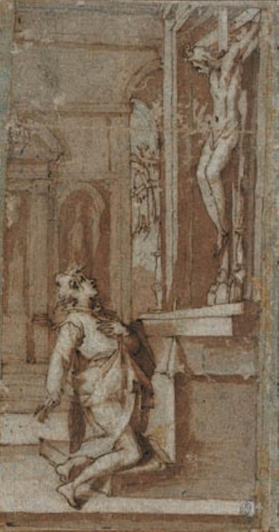 Le Christ sur le crucifix de San Miniato incline la tête vers Saint Jean Gualbert - Andrea Boscoli