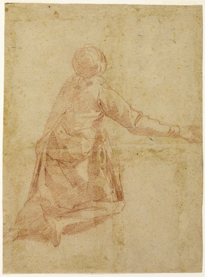 Figure agenouillée de dos (recto); Trois études en buste de figure féminine voilée (verso) - Andrea Boscoli