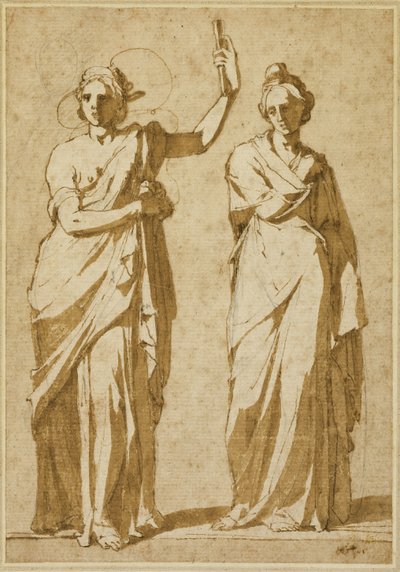 Deux figures féminines debout (études d